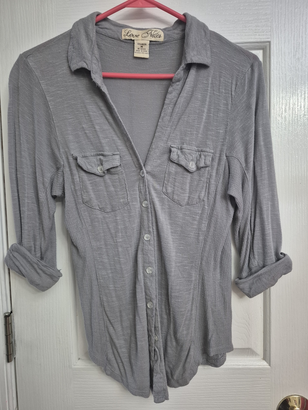 Love Notes Gray Women's Button-Down Shirt